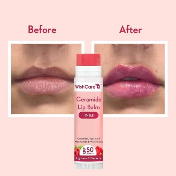 WishCare Ceramide Lip Balm Tinted SPF50 PA+++ Kojic Acid, Niacinamide, Watermelon - Image 3